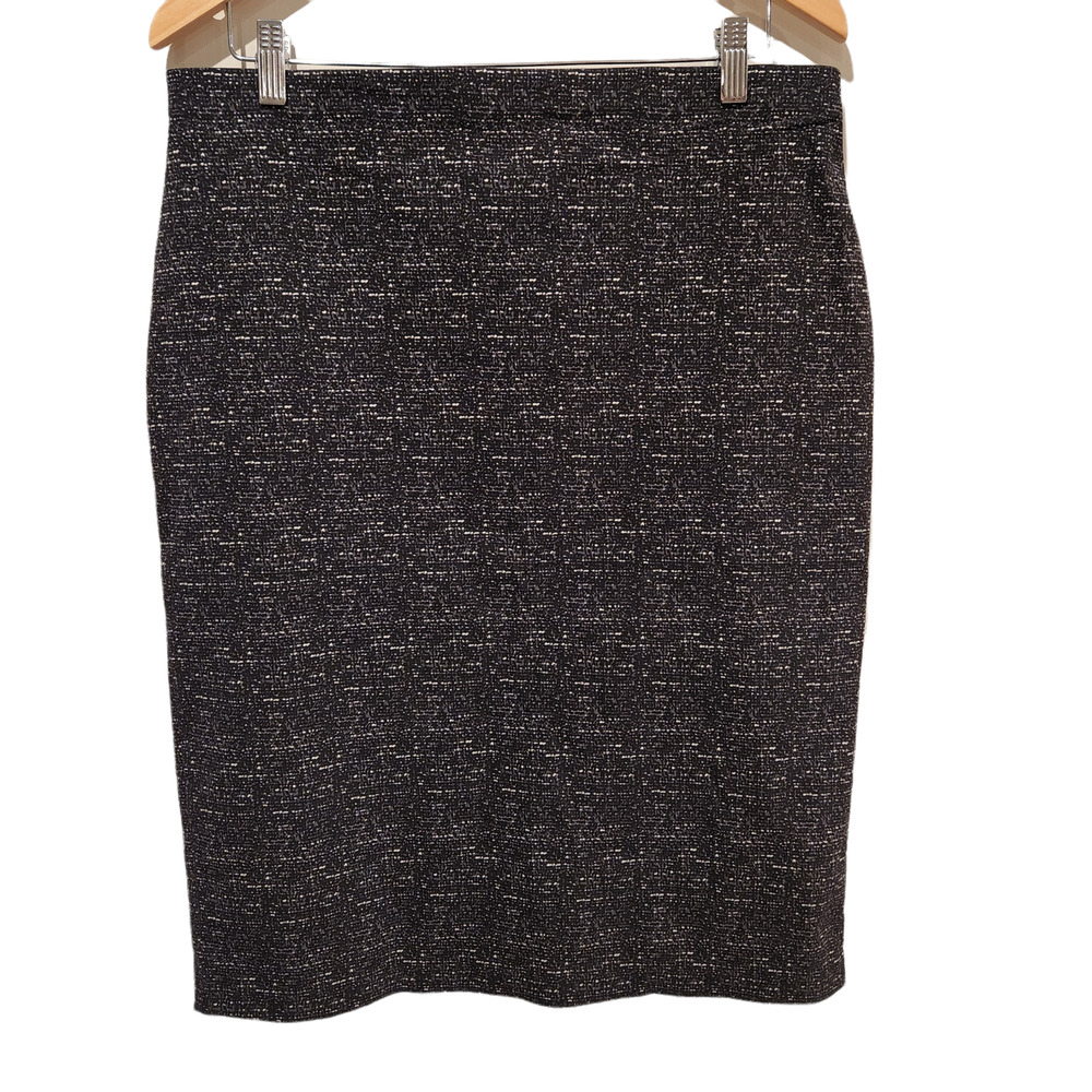 Linda Mathews Womens Black Midi Pencil Skirt Size Large Stretch Business Work